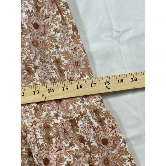 House of Harlow 1960 Tan Floral Tie Shoulder Smocked Tiered Maxi Dress Womens S - Picture 6 of 9